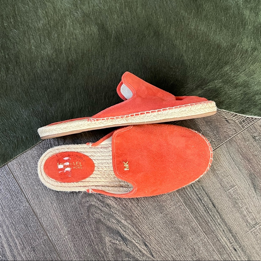 Michael Kors orange suede espadrilles slides - Picture 2 of 8